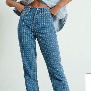 PACSUN 90s Boyfriend Distressed Light Blue High Waist 29" Waist 26 Inseam Cotton